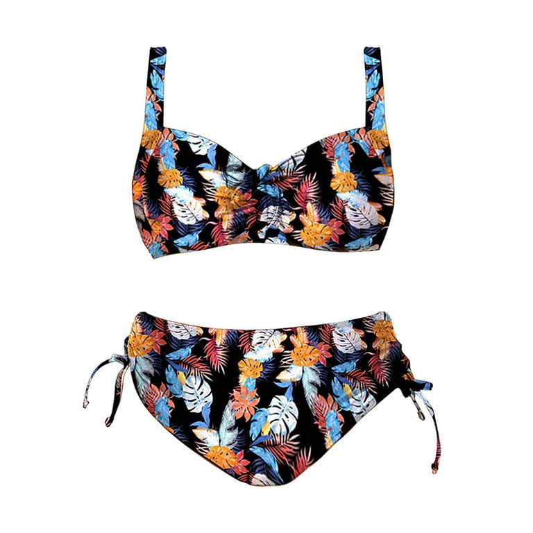 Aayomet Women's Plus Size Two Piece Swimsuit Print Bikini Swim Bra Pad  Underwire plus Size Bikini Tops for Large Bust,B X-Large