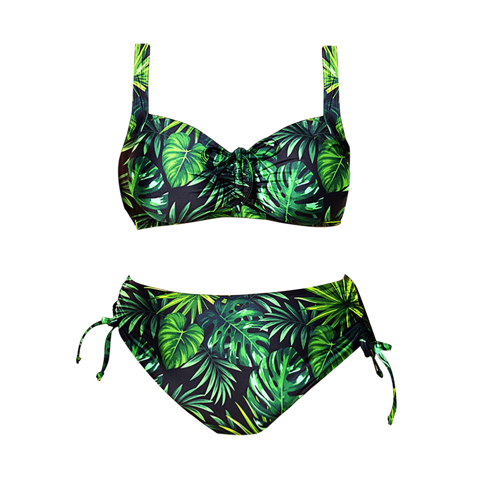 Aayomet Women Bathing Suit Boho Underwire Push Up Tie Front Back Hook  Adjustable Straps plus Size Bikini for Women Sunflower,Green M