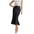 thumbnail image 1 of Aayomet Women's Skirts Women Long Maxi Skirt Bodycon High Waist Slite Basic Skirts Elastic Stretchy Dress (Black,L), 1 of 5