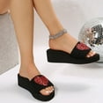 thumbnail image 1 of Aayomet Women's Slippers Ladies Fashion Summer Flashing Heart Decoration Open Toe Slope Heel Slippers,Red 6.5, 1 of 5