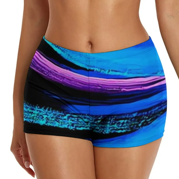 Aayomet Women's Swim Shorts High Waisted Bathing Suit Bottoms Swimsuit Boy Shorts Swimwear Bikini Board Shorts Beach Pants,Blue L