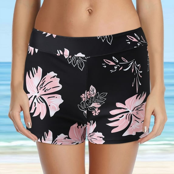Aayomet Women's Swim Shorts High Waisted Bathing Suit Bottoms Swimsuit Tankini Boy Shorts Women,Black S