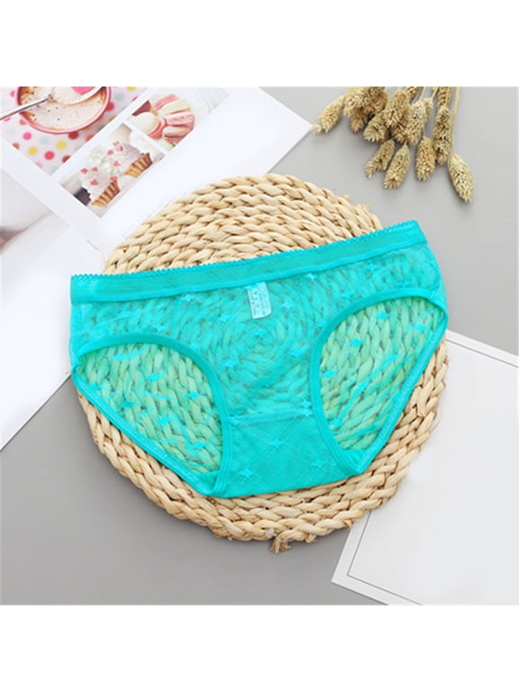 Women's Underwear Womens Sheer Lace Panties See Through Mesh Cotton Crotch Seamless Briefs,Green L