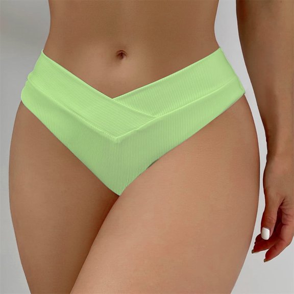 Aayomet Women's V Cut High Waisted Swim Bottom Hipster Ribbed High Cut Bikini Swimsuit Bottom Toddler Swim Pants Girl,Green X-Large