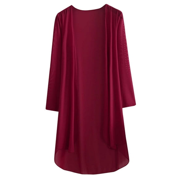 Aayomet Womens 2023 Cardigan Sweaters Mesh Cardigan Three Quarter Sleeve Mid Length Shawl Coat (Red, XXXXL)
