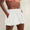thumbnail image 1 of Aayomet Womens 2023 Casual Shorts Waist Drawstring Front Pockets Comfy Elastic Summer Shorts with Pockets,White S, 1 of 4