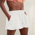 thumbnail image 1 of Aayomet Gym Shorts Women Bowknot Tie Waist Summer Casual Shorts with Pockets,White XL, 1 of 4