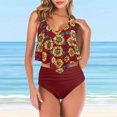 thumbnail image 1 of Aayomet Womens 2023 Fashion Stripes Print Lined Up Double Up Tankini Sets Swimsuits Bathing Suit Swimwear Women, S, 1 of 5
