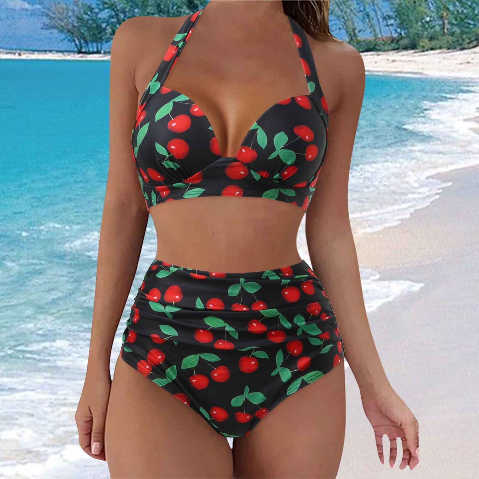 Swimsuits for Women, Women Two Piece Butterfly Print Bikini Set Swimwear  Triangle Wide Straps Summer Bathing Suit