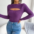 thumbnail image 1 of Aayomet Womens Cardigan Sweaters The Drop Women's @lucyswhims Side Button Cropped Turtleneck Sweater,Purple S, 1 of 5