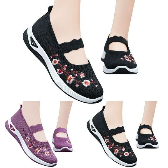 Aayomet Womens Casual Shoes Size 8 1/2 Fashion Summer Women Casual Shoes Flat Bottom Soft Bottom Non Slip Mesh Breathable Slip,Black 8