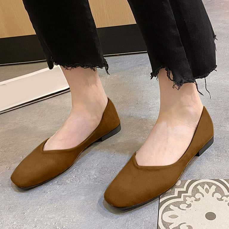 Aayomet Womens Casual Work Shoes for Standing All Day Fashion Summer Women  Casual Shoes Flat Bottom Slip On Solid Color,Brown 7.5 