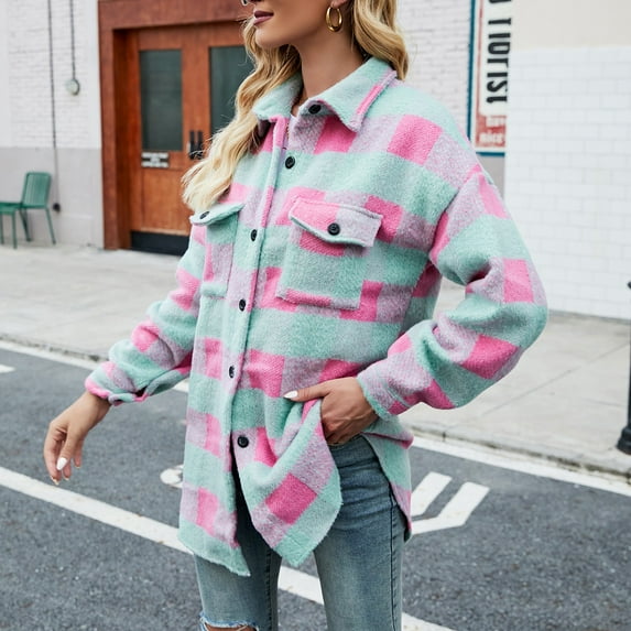 Aayomet Womens Coat Women's Notched Lapel Wool Pea Coat Long Sleeve Casual Mid-Long Overcoats,Mint Green XL