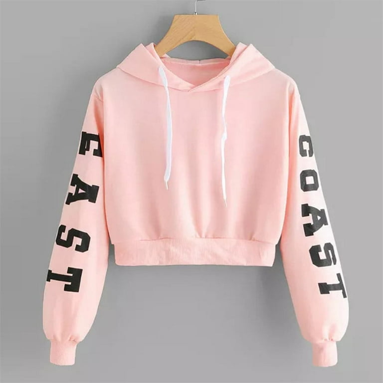 Aayomet Womens Cute Hoodies Long Sleeve Drawstring Letter Print Loose  Hoodie Sweatshirt Pink,S 