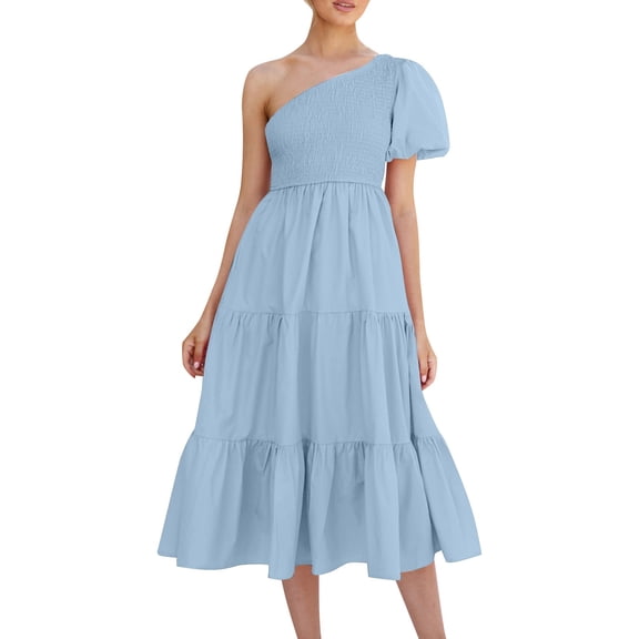 Aayomet Womens Dresses Personality Short Sleeve Long Casual Dress Simple And Exquisite Design,Blue L