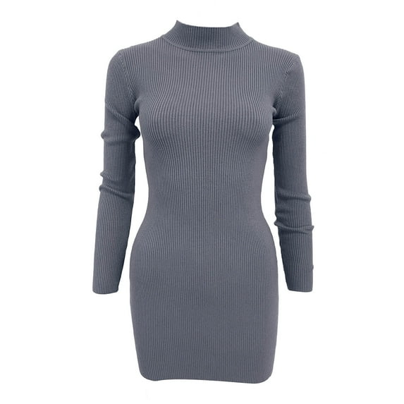 Aayomet Womens Dresses Women's Bodycon Color Block Mini Pullover Sweater Dress Slim Fit Warm Fall Winter Pullover Sweater Dress,Gray S