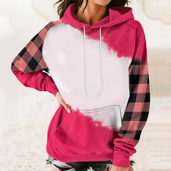 Aayomet Womens Hoodies Graphic 2023 Women's Casual Solid Color Sweatsuit Pullover Hoodie Jogger Pants Two Piece Outfit Tracksuits,Hot Pink L