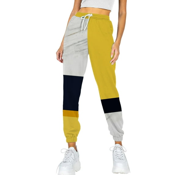 Aayomet Womens Joggers Joggers for Women with Pockets,High Waist Workout Yoga Tapered Sweatpants Women's Lounge Pants,Yellow S