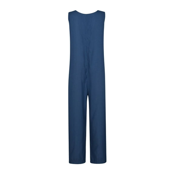 Aayomet Womens Jumpsuit Jumpsuits Women's Rompers Long Straight With Pockets Pants Sleeveless Women's Jumpsuit,Blue XL