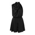 thumbnail image 1 of Aayomet Womens Jumpsuits Casual Romper Satin Sleeveless Elastic Waist Casual Short Jumpsuit Rompers (Black, L), 1 of 4