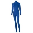 thumbnail image 1 of Aayomet Womens Jumpsuits Casual Womens Large Fashion Solid Color Tight Sports Body Building Jumpsuit Long Sleeve Jumpsuit,Blue L, 1 of 4