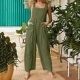 thumbnail image 1 of Aayomet Womens Jumpsuits Dressy With Pockets Solid Jumpsuit Color Straps Women's Wide Leg Casual Vintage Women's Jumpsuit,Green L, 1 of 4