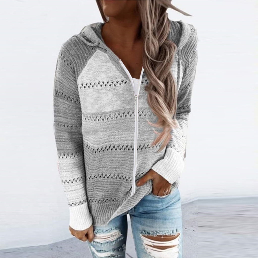 Zip Up Drawstring Long Sleeve Hooded Sweater main image 0