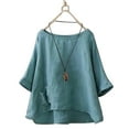 thumbnail image 1 of Aayomet Womens Long Sleeve Shirts Women's Long Sleeve Color Block Cute Shirt Round Neck Casual Tops,Light Blue XL, 1 of 3