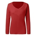 thumbnail image 1 of Aayomet Womens Long Sleeve Tee Shirt Women's Casual Tunics Long Sleeve Crewneck Sweatshirt Loose Fit Tops,Red 3XL, 1 of 4