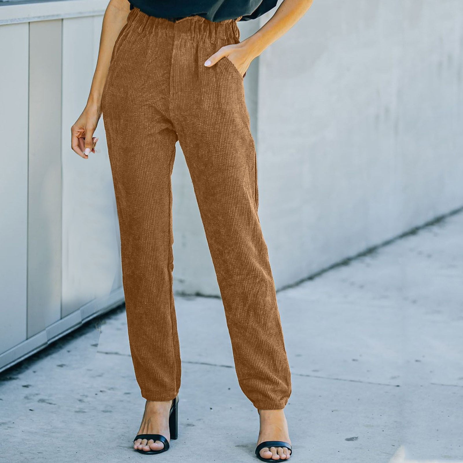 Aayomet Womens Pants Autumn And Winter Women's Corduroy Baggy Worn