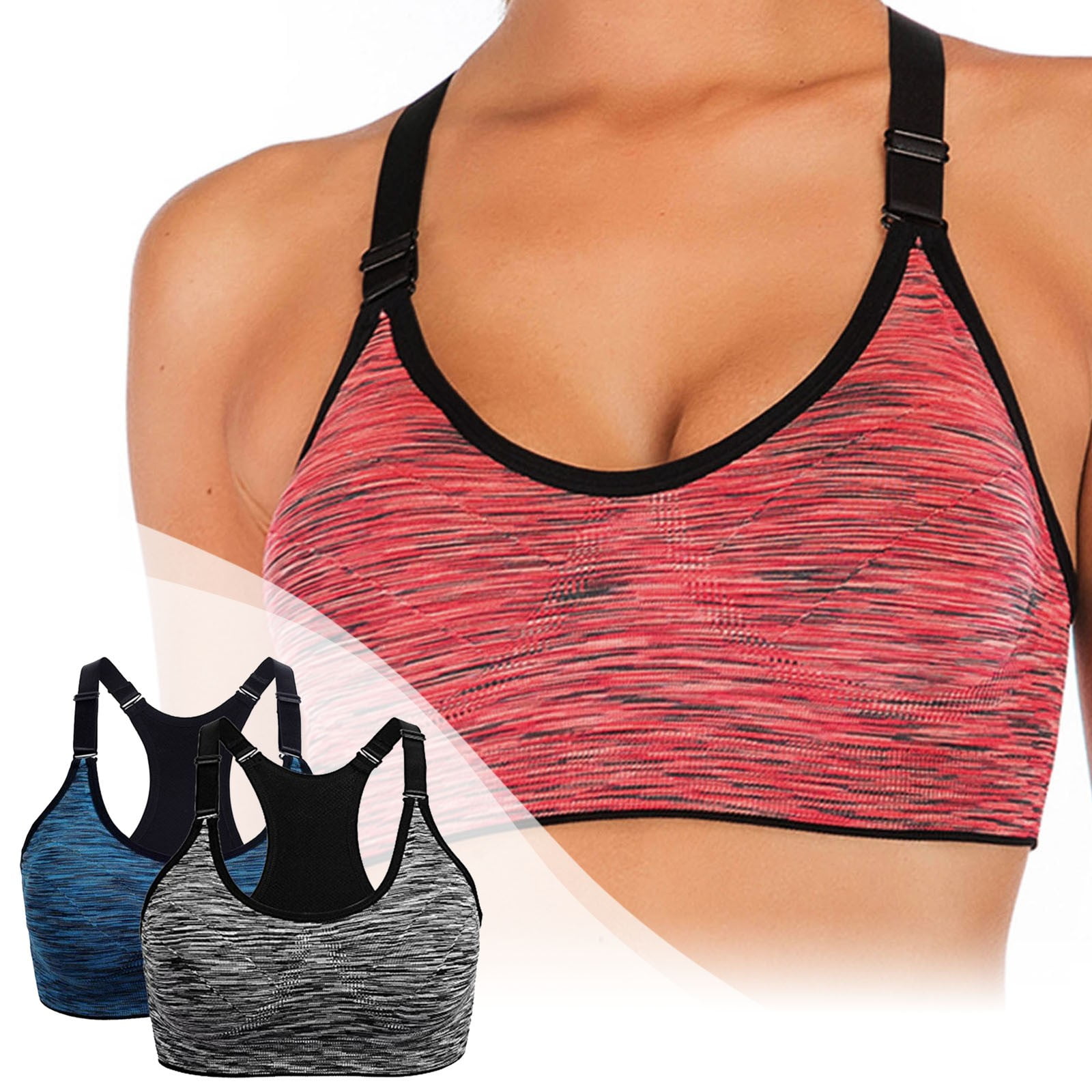 Aayomet Womens Plus Size Bra Sport Bras For Women High Impact Yoga Running  Seamless Gym Tank Top Fitness Vest 2 Pack,C Small 