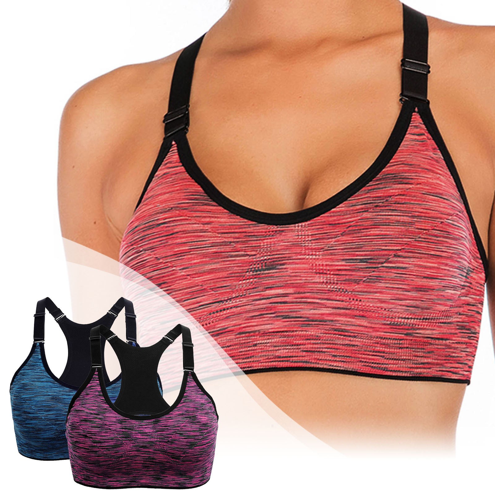 Aayomet Womens Plus Size Bra Sport Bras For Women High Impact Yoga Running  Seamless Gym Tank Top Fitness Vest 2 Pack,H Medium 