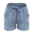 thumbnail image 1 of Aayomet Womens Plus Size Comfy Drawstring Casual Elastic Waist Pocket Loose Shorts Pants Shorts Women,Blue S, 1 of 3