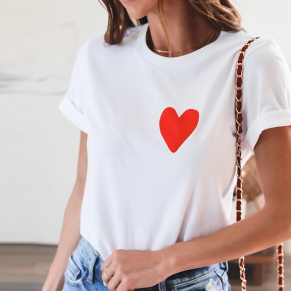 Aayomet Womens Plus Size Tops Women Fashion Deep V-Neck Short Sleeve Tops Solid Casual Loose Basic T Shirt,White M