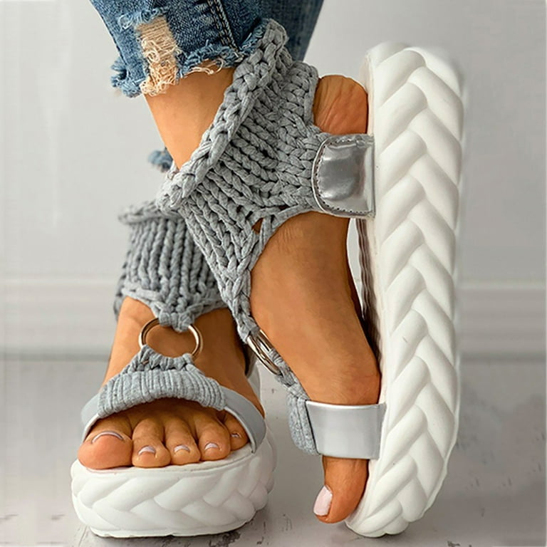 Aayomet Womens Sandals Fashion Bottom Sandals Ladies Shoes Sandals Thick  Causal Platform Women Women's sandals,Gray 9