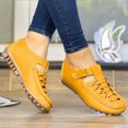thumbnail image 1 of Aayomet Womens Shoes Casual Slip on Ladies Fashion Ssolid Color Leather Hollow Out Hook Loop Antiskid Flat Casual Shoes,Yellow 7, 1 of 3