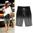 thumbnail image 1 of Aayomet Womens Shorts Print Summer High Waisted Prints Plus Size Shorts Lacing Beach Cotton Pants Workout Pocket,Black XL, 1 of 3