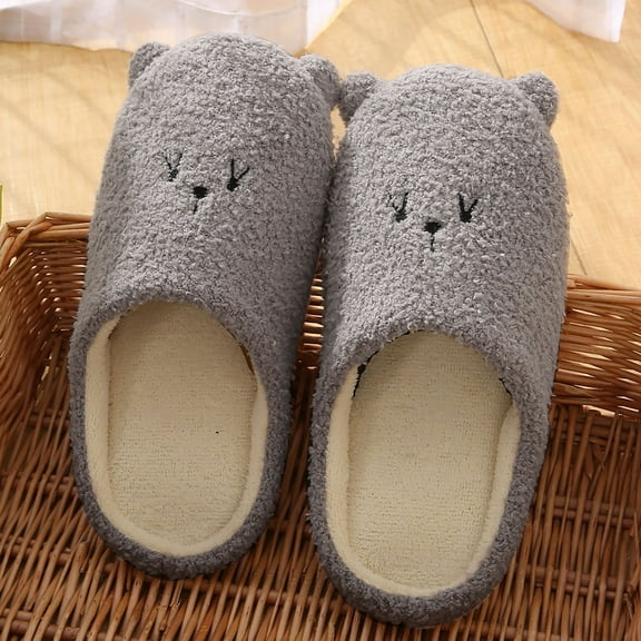 Aayomet Womens Slippers Snow Slippers Shoes Slip-On Indoor Bear Slippers Women's slipper (Coffee, 6-6.5)