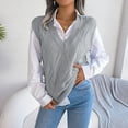 thumbnail image 1 of Aayomet Womens Summer Sweater Knitted Vest College Style Pullover Sweater (Gray, L), 1 of 5