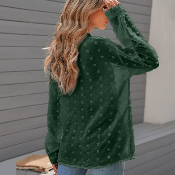 Aayomet Womens Summer Tops Women's Brushed Tech Stretch Long-Sleeve Crewneck Shirt,Green S