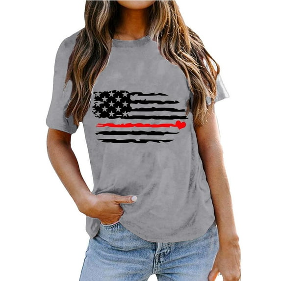 Aayomet Womens Summer Tops Womens Casual Scoop Collar Plus Size T Shirts Summer Tops Tee,Gray M