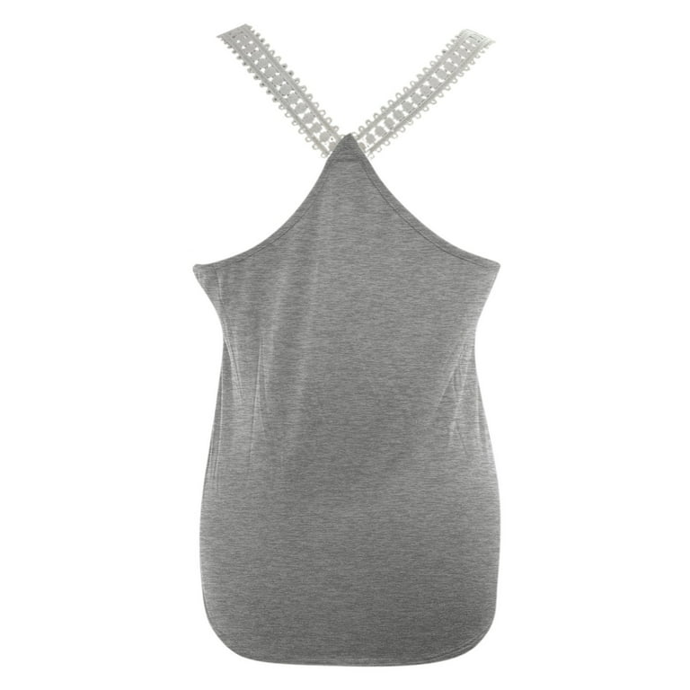 Aayomet Womens Summer Tops Workout Tops for Women Yoga Tank Tops with Built  in Bra Wirefree Padded Yoga Bras Gym Running Shirt V-Neck Camisole,Gray