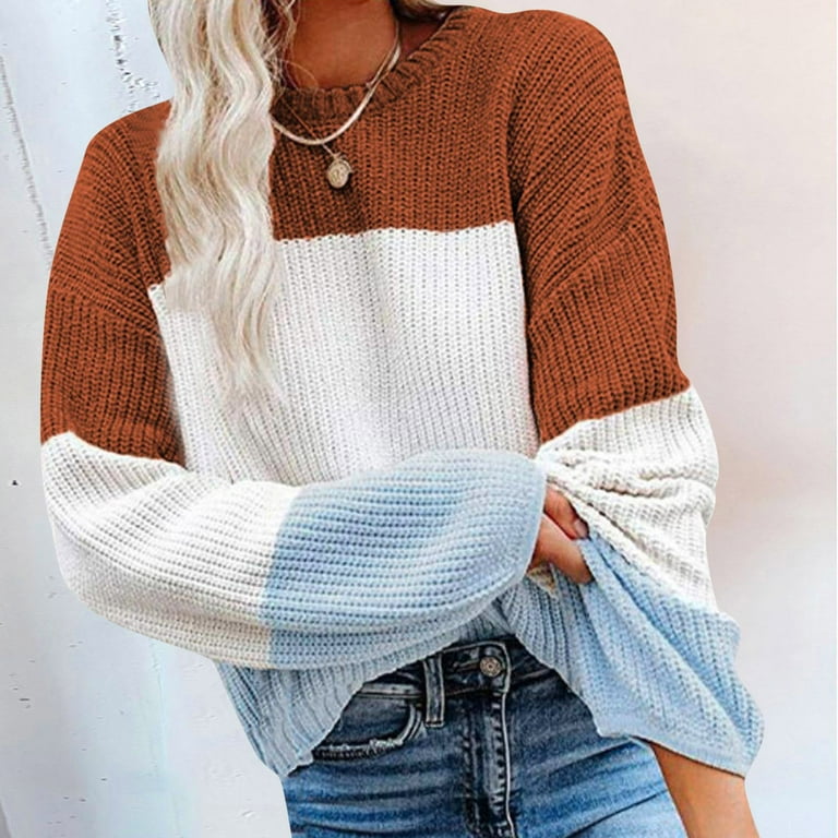 Batwing Sleeve Loose Contrast Knit Sweater Batwing Sleeve Loose Contrast Knit Sweater