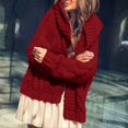 thumbnail image 1 of Aayomet Womens Sweaters Women's Tassel Hem Sweater Long Cardigan Knitwer Pullover Poncho Coat,Red S-XXL, 1 of 5