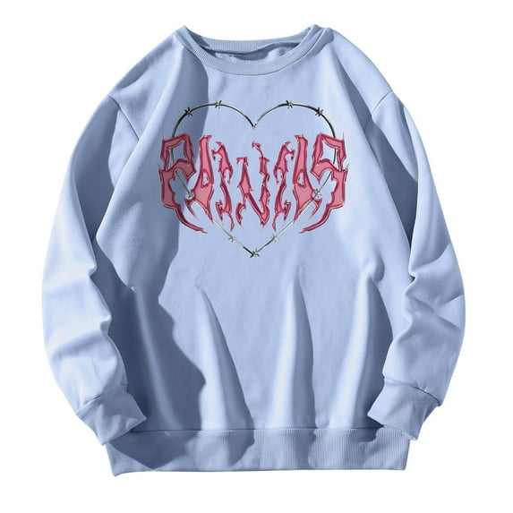 Aayomet Womens Sweatshirt Crewneck Sweatshirts Long Sleeve Casual Tops with Ruffle Sleeve Fall Winter Clothes Soft Fashion 2023,Blue S-XXL