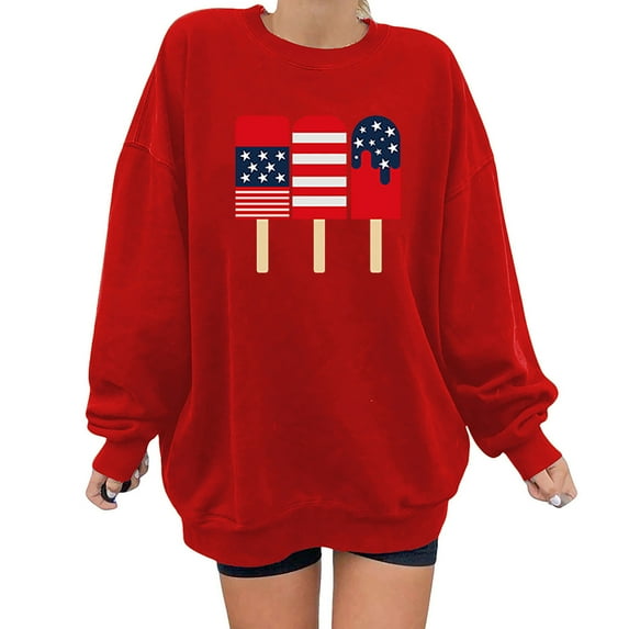 Aayomet Womens Sweatshirts Trendy Womens Tie Dye Printed Sweatshirt Loose Casual Long Sleeve Crewneck Striped Pullover Tops,Red S