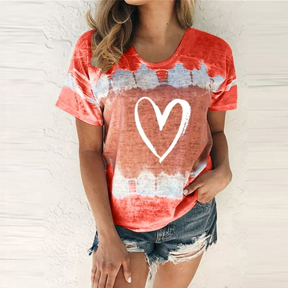 "Aayomet Womens T Shirts Shirt For Womens Casual Fashion Feather Printing Crew Neck Short Sleeve T Womens Workout Tops ,M"