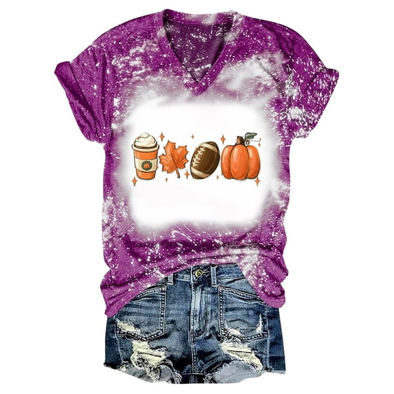 Aayomet Womens T Shirts Women's Casual Crewneck Short Sleeve Print Oversized Graphic Top T-Shirt,Purple XXL