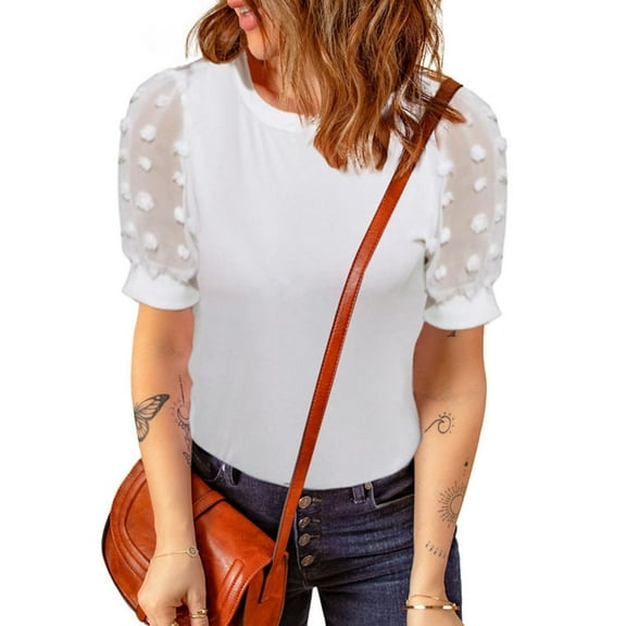 Aayomet Womens T Shirts Women's Letter Print Tee Short Sleeve Round Neck Slim Fit Crop Top T Shirt,White M