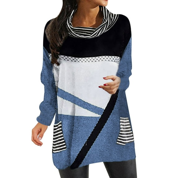 Aayomet Womens T Shirts Womens Tops Casual Long Sleeve Shirts with Kangaroo Pocket Side Split,Blue XL